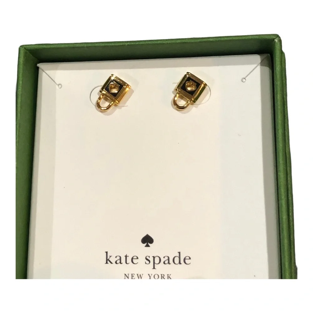 Kate Spade New York Gold Lock and Spade‎ Studs Earrings with box & dust bag new